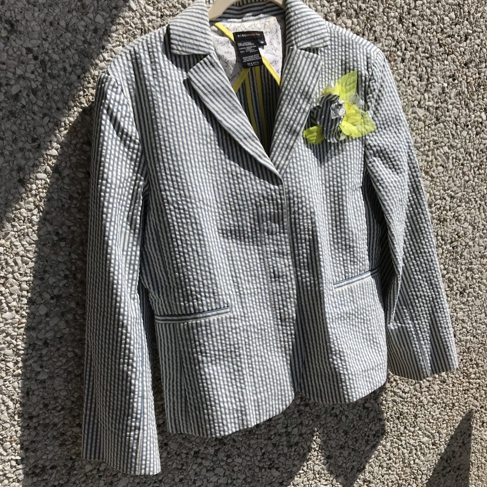 BCBGMaxAzria 100% Cotton Seersucker Preppy  blazer size M